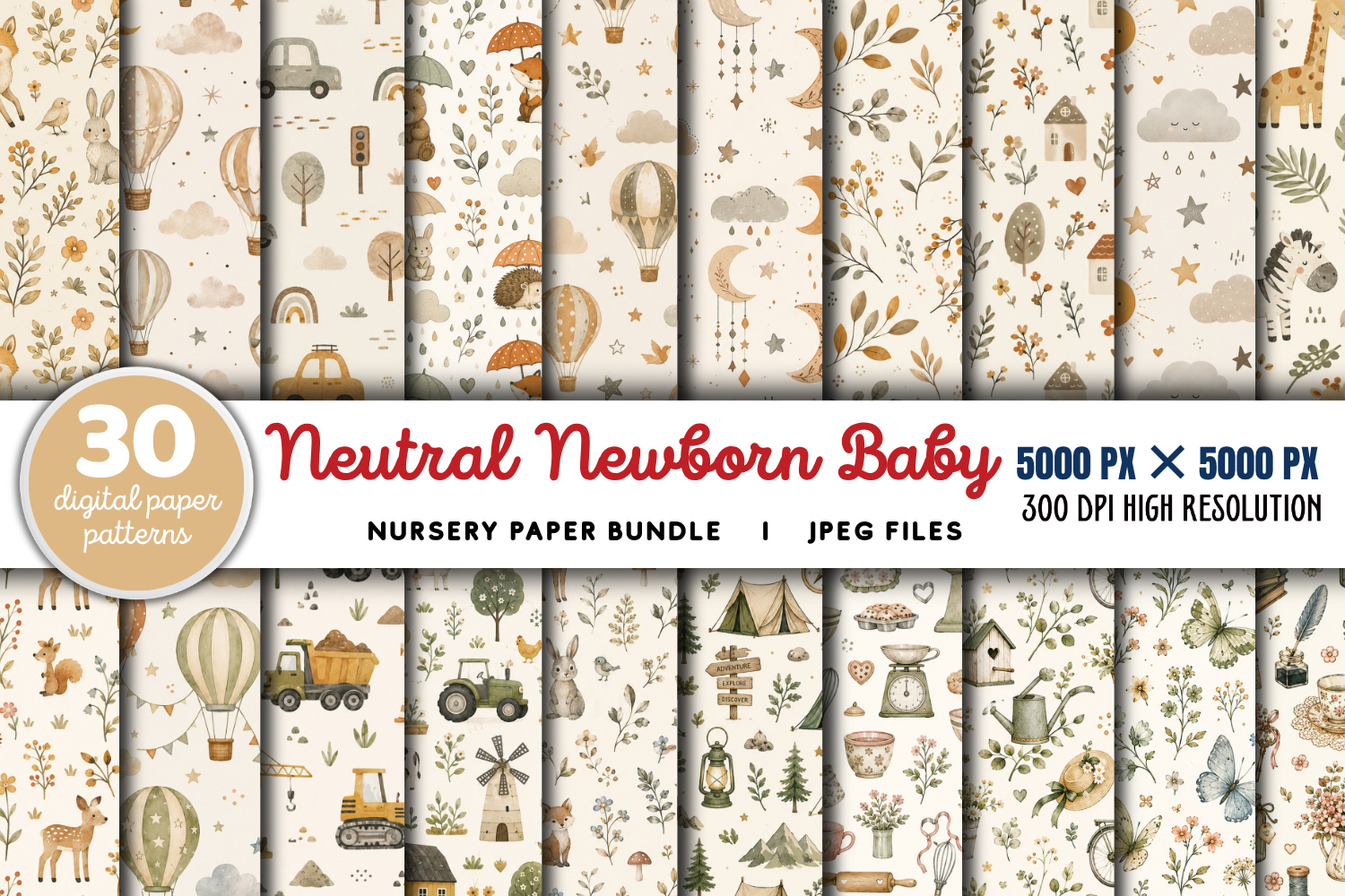 Neutral Newborn Baby Nursery Papers