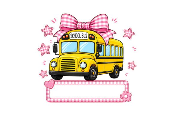 Pink School Bus Bow PNG