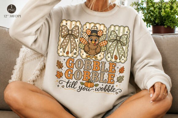 Preppy Thanksgiving Gobble PNG, Floral