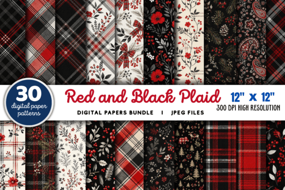 Red and Black Plaid Buffalo Paper Bundle