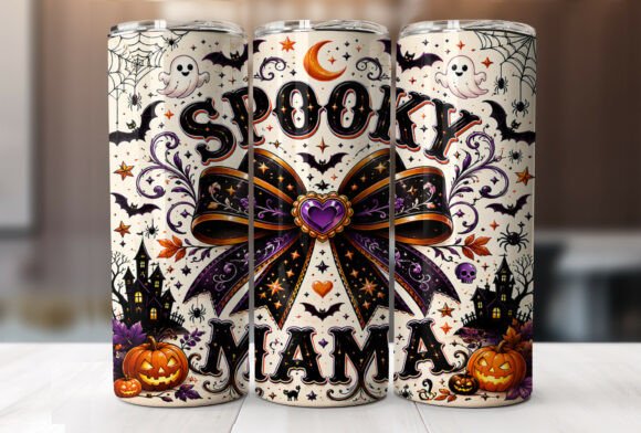 Spooky Mama Halloween Bow Tumbler Wraps