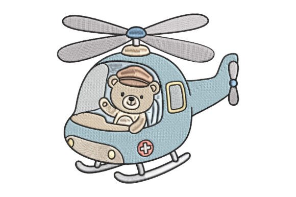 Teddy Bear Helicopter Embroidery Design