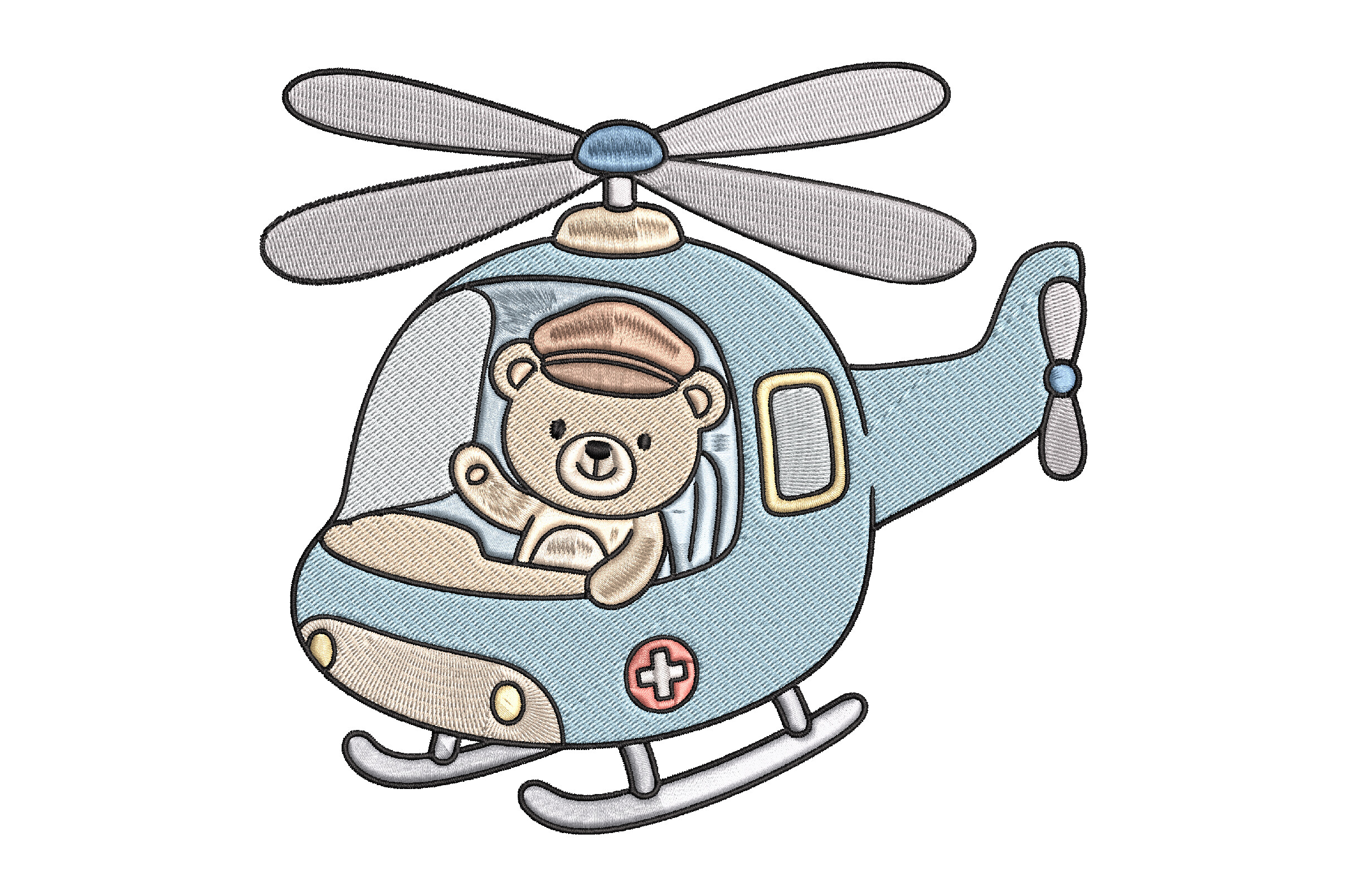 Teddy Bear Helicopter Embroidery Design