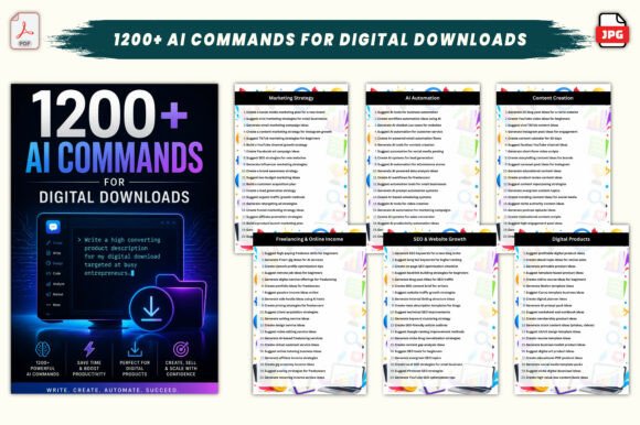 1200+ AI Commands for Digital Downloads