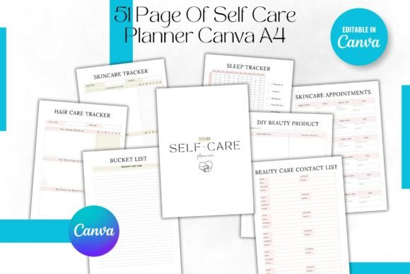 51 Page of Self Care Planner Canva A4