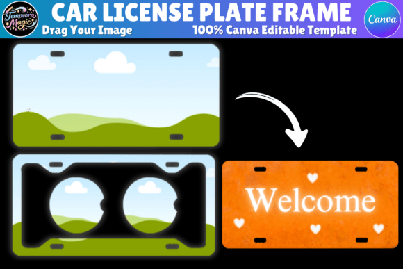Car License Plate Canva Editable Templat