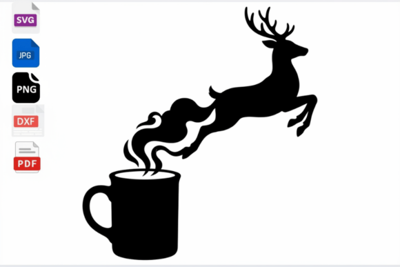 Deer Jumping Out Of Coffee Mug Svg Graphics