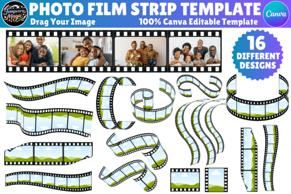Editable Photo Film Strip Canva Frames