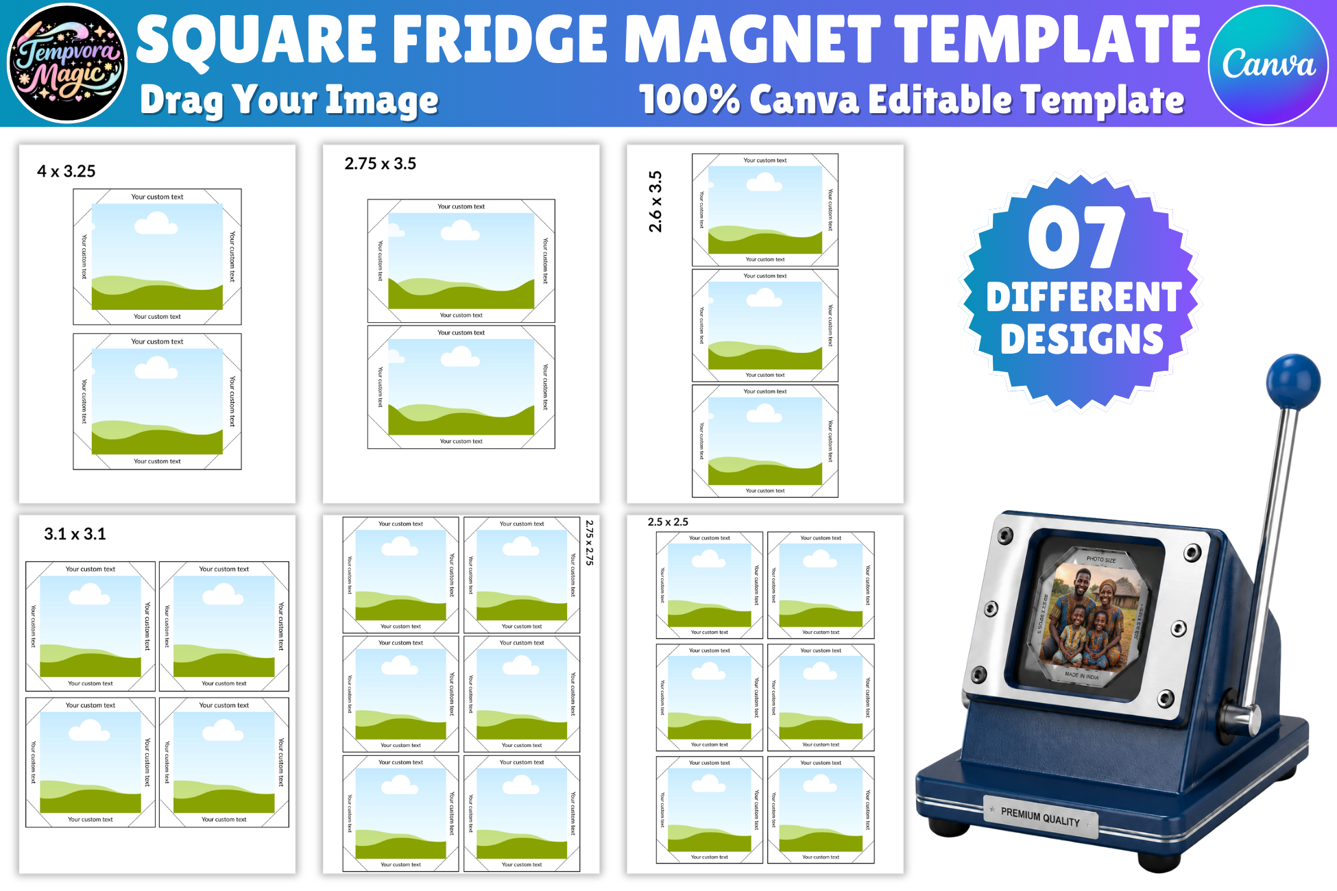 Fridge Magnet Canva Editable Template