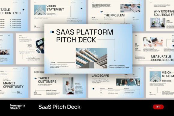 Preview of Gradient SaaS Pitch Deck PowerPoint technology presentation template