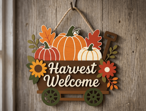 Harvest Welcome Pumpkin Wagon Custom