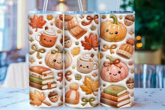 Inflated Kawaii Autumn Pumpkin Tumbler