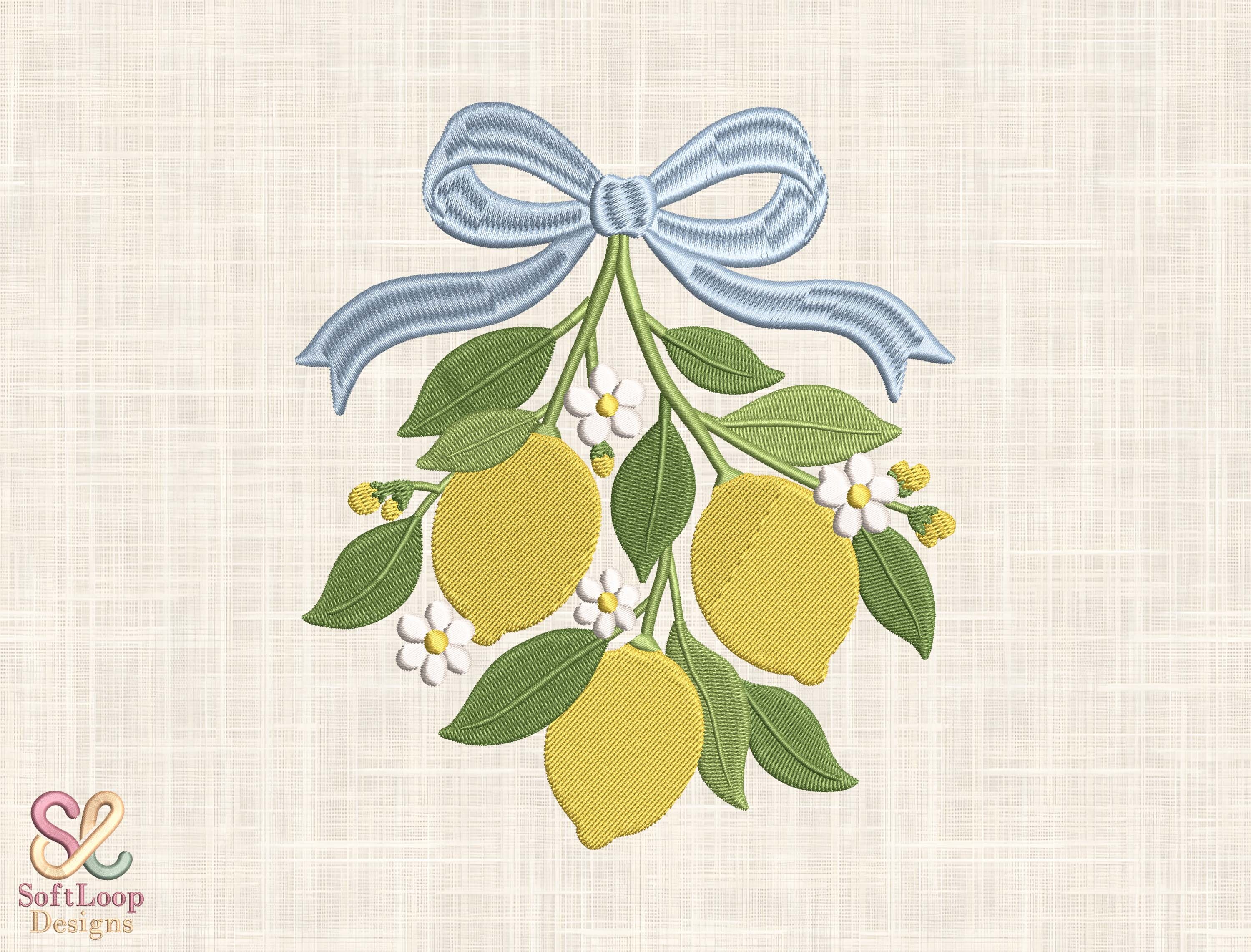 Lemon Branch Bow Embroidery Design