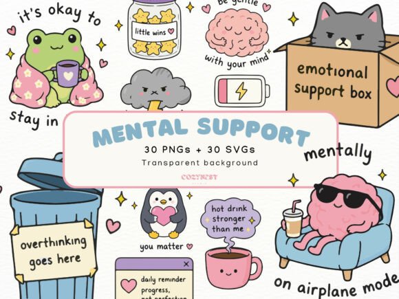 Mental Health Sticker Cliparts, Support