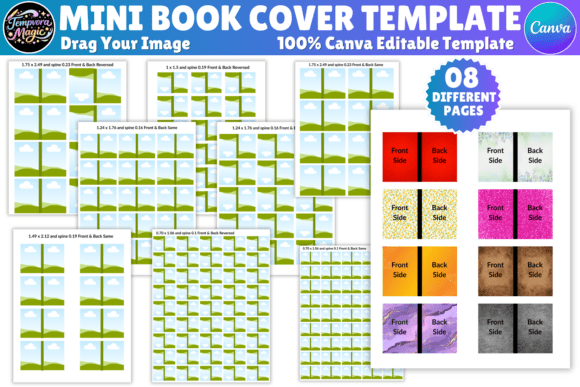 Mini Book Cover Canva Editable Template