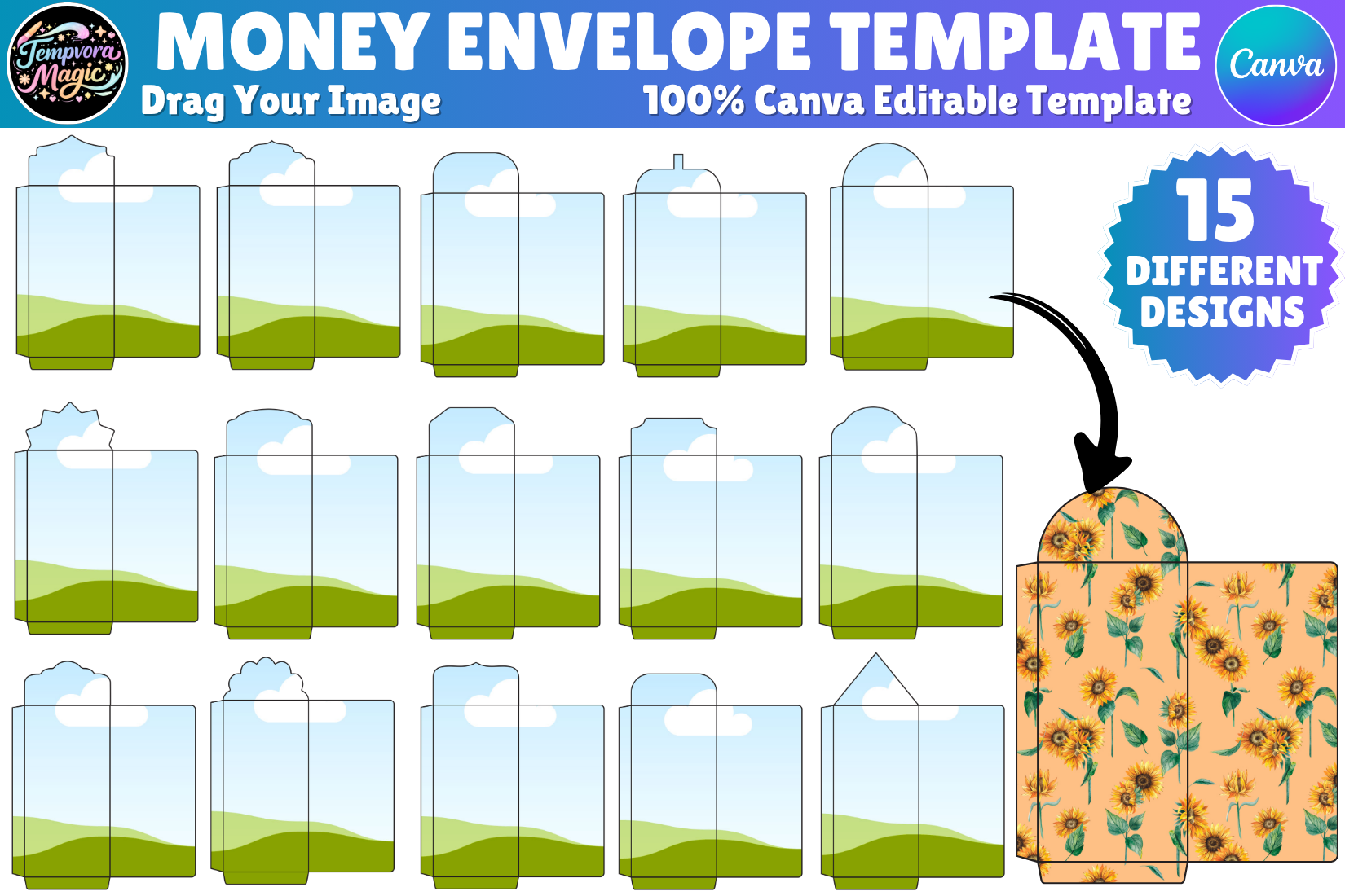 Money Envelope Template Canva Bundle