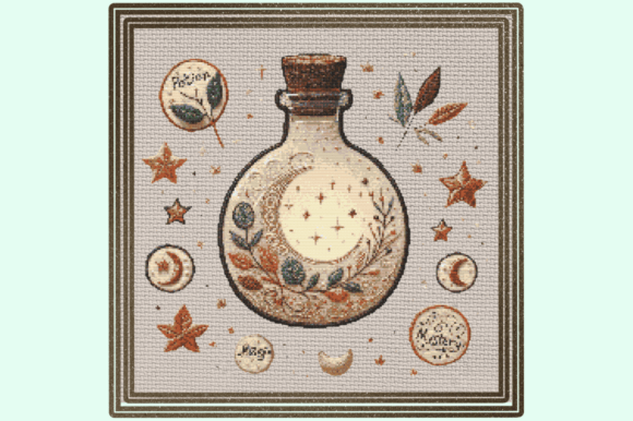Moon in a Bottle Cross Stitch Pattern