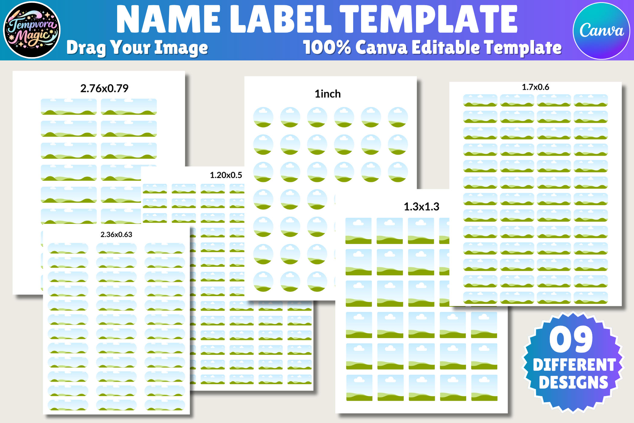 Name Labels Canva Editable Template