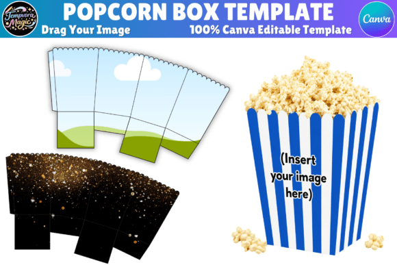 Popcorn Box Canva Template