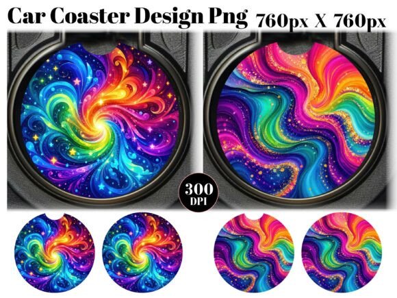 Rainbow Glitter Car Coaster PNG
