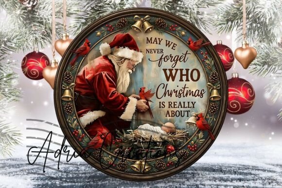 Santa Christmas Ornament Door Sign Png