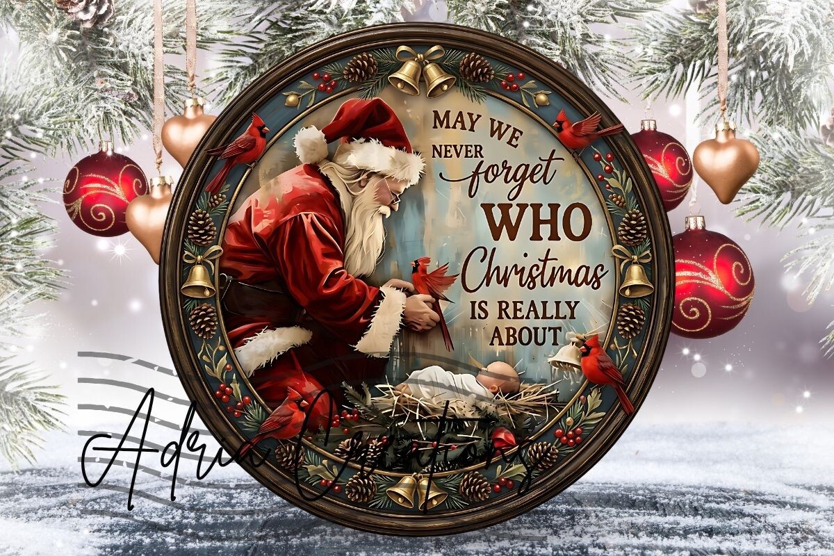 Santa Christmas Ornament Door Sign Png