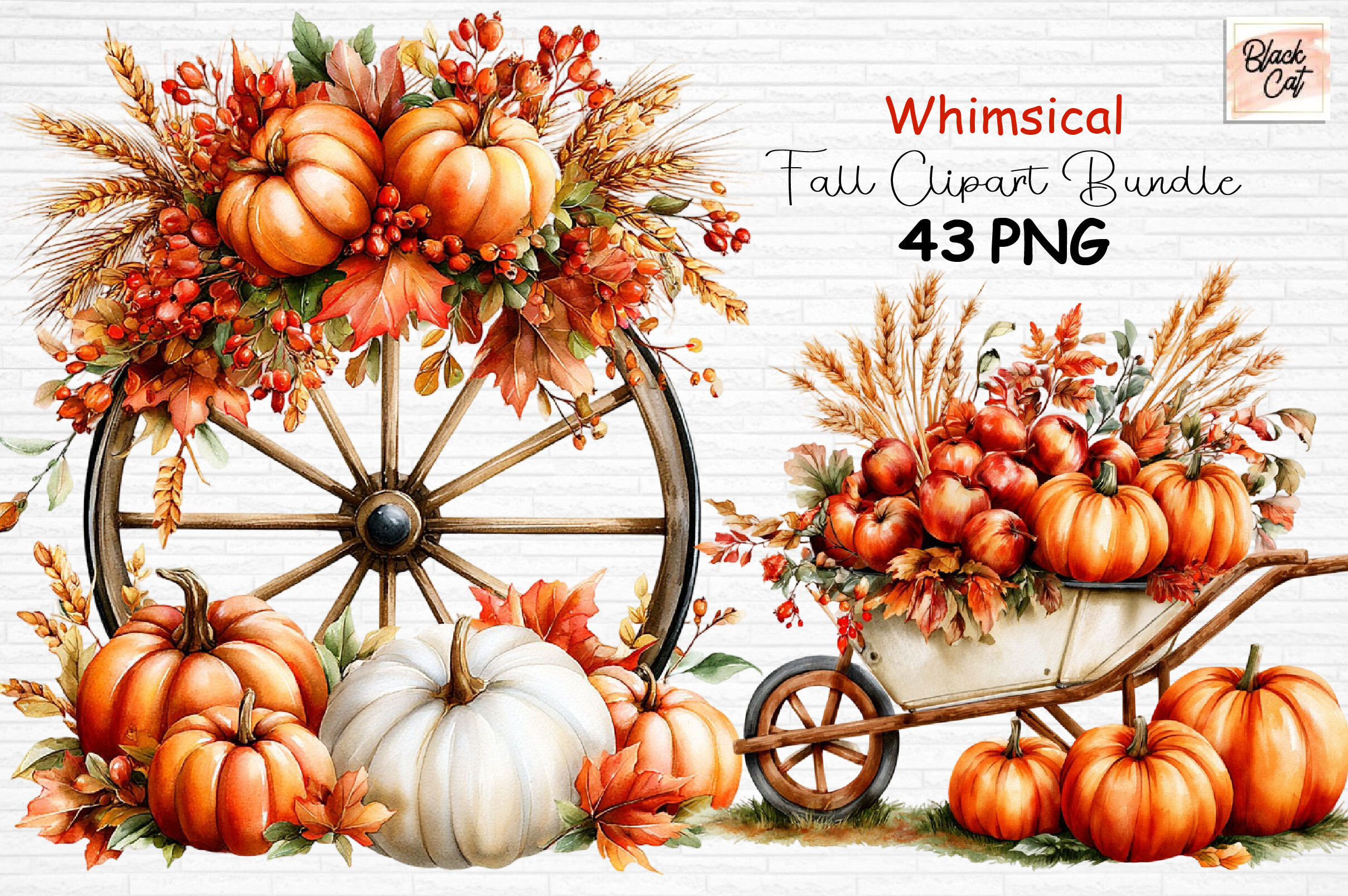 Whimsical Fall Clipart Bundle PNG