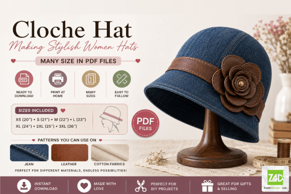 Women's Cloche Hat Sewing Pattern Bundle