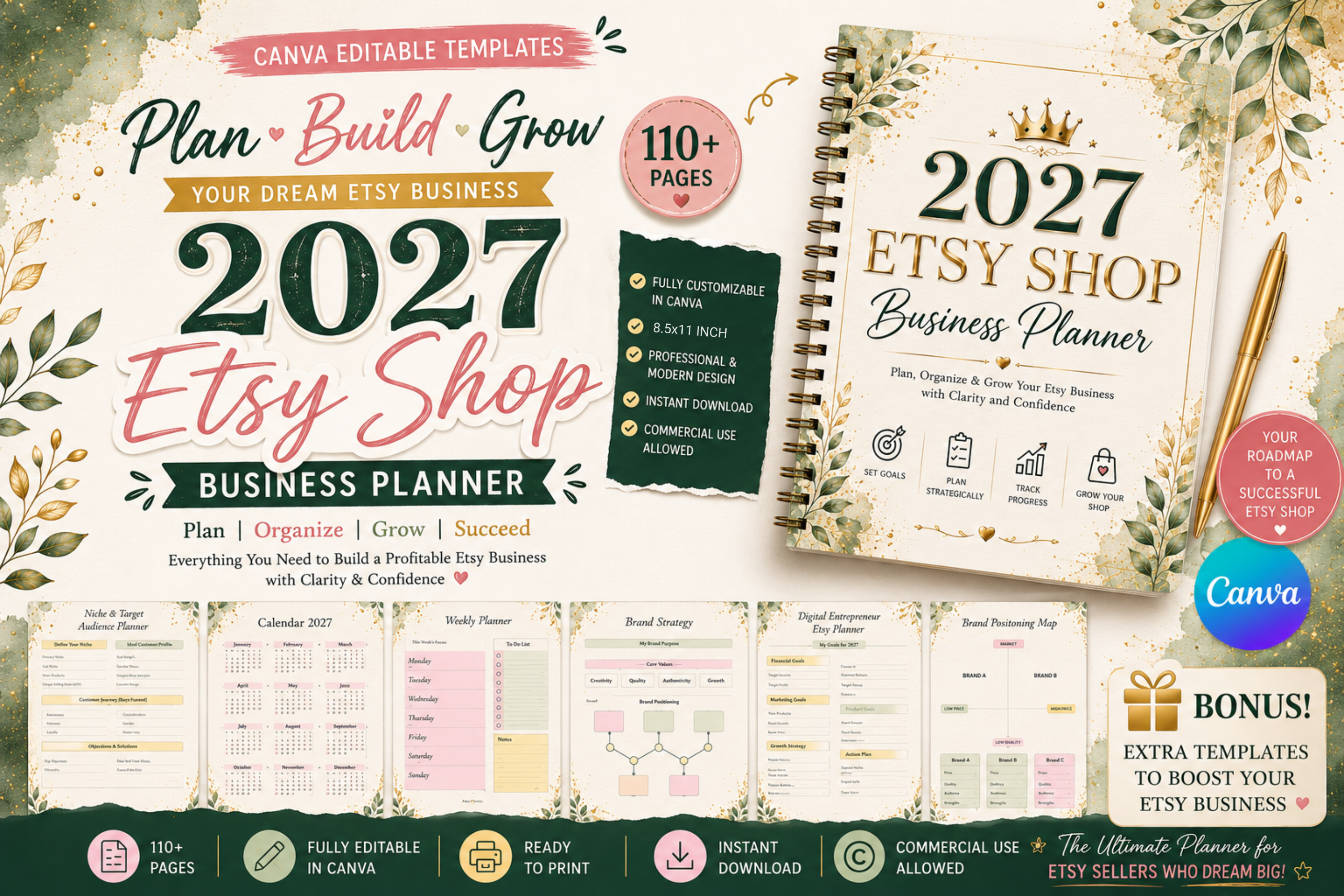 2027 Etsy Shop Business Planner