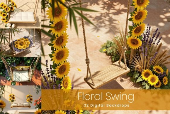 Preview of 32 Floral Swing Digital Backdrops digital backdrop