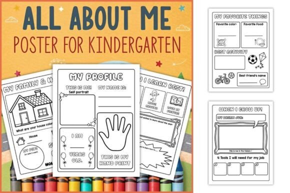 All About Me Poster Worksheet for Kids - Digital