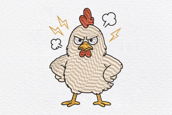 Angry Chicken Embroidery Design