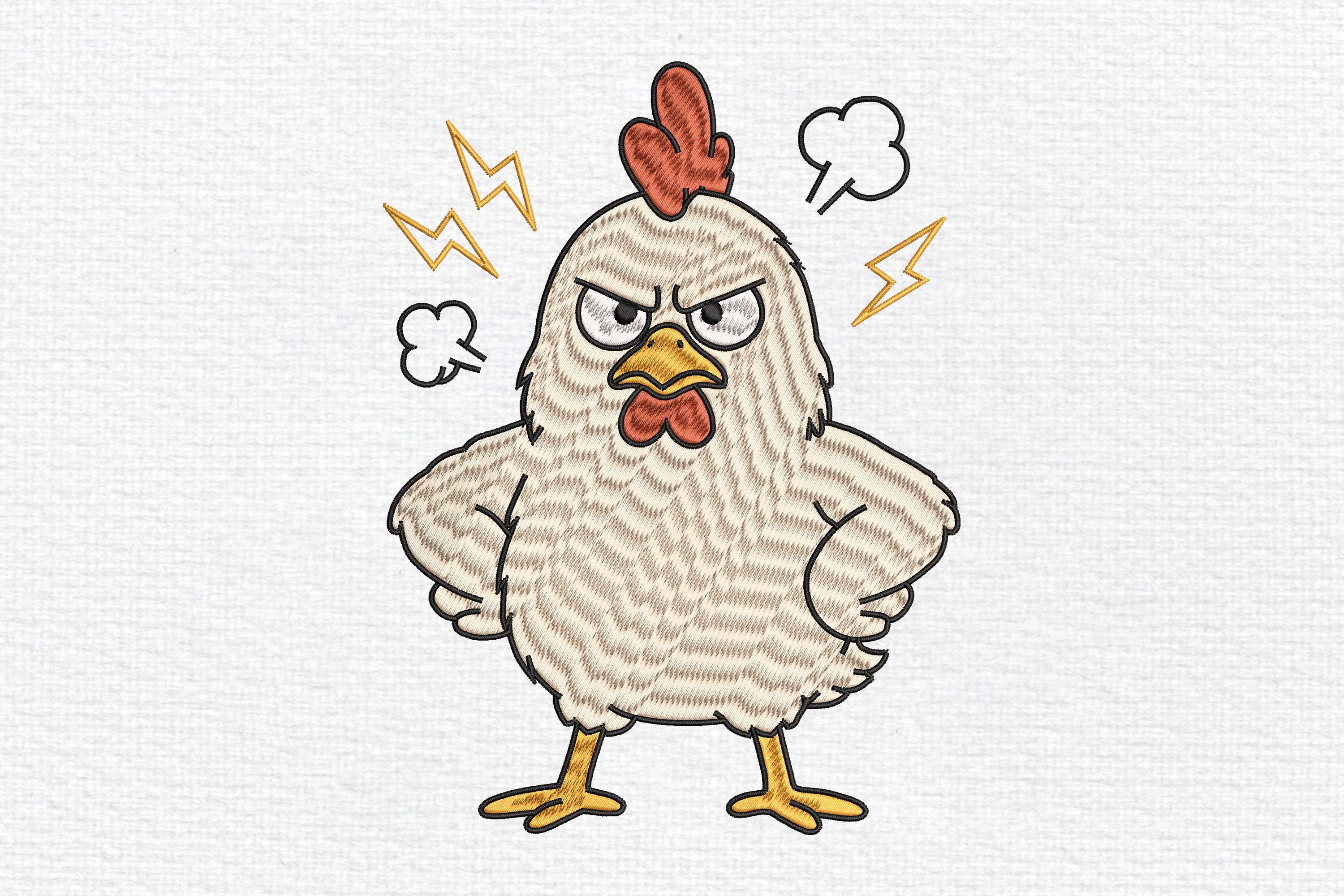 Angry Chicken Embroidery Design