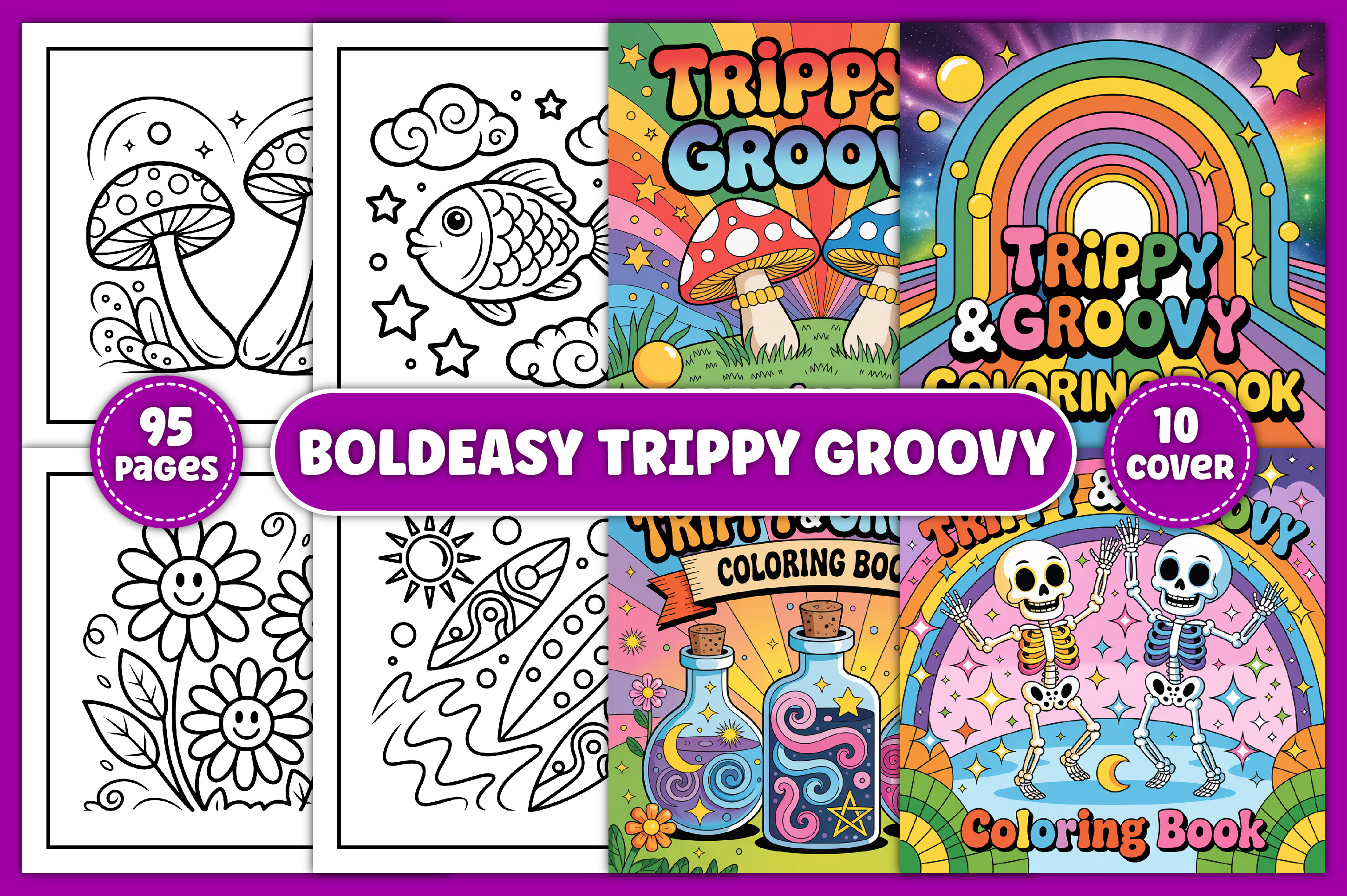 Bold Easy Trippy Groovy Coloring Pages