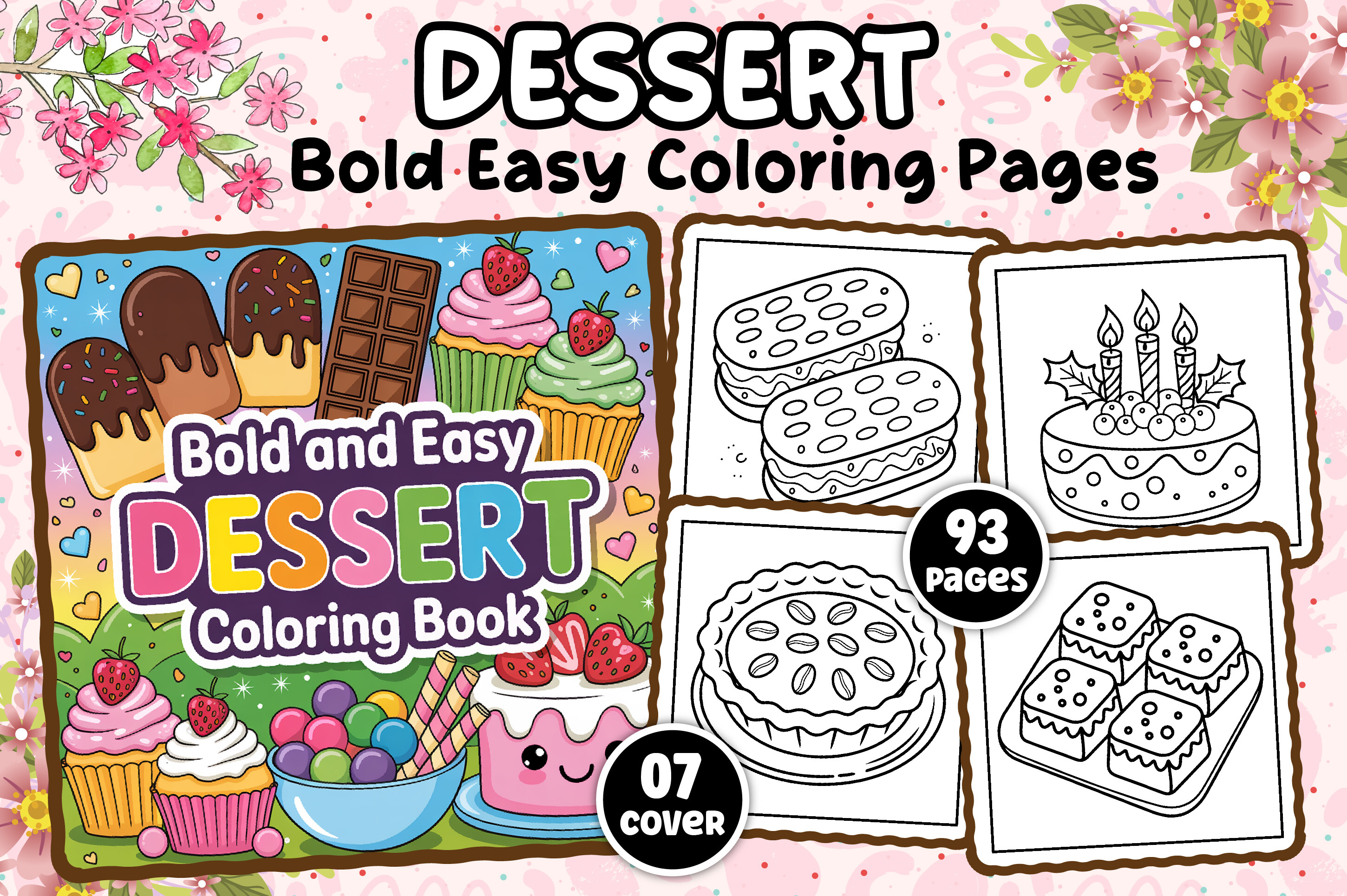 Bold and Easy Dessert Coloring Pages