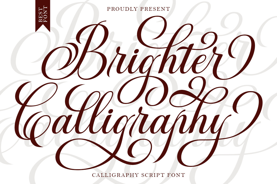 Brighter Calligraphy preview, polished calligraphy lettering
