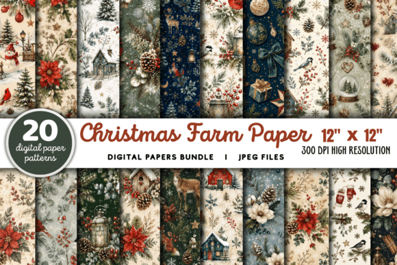 Christmas Farm Junk Journal Paper Bundle