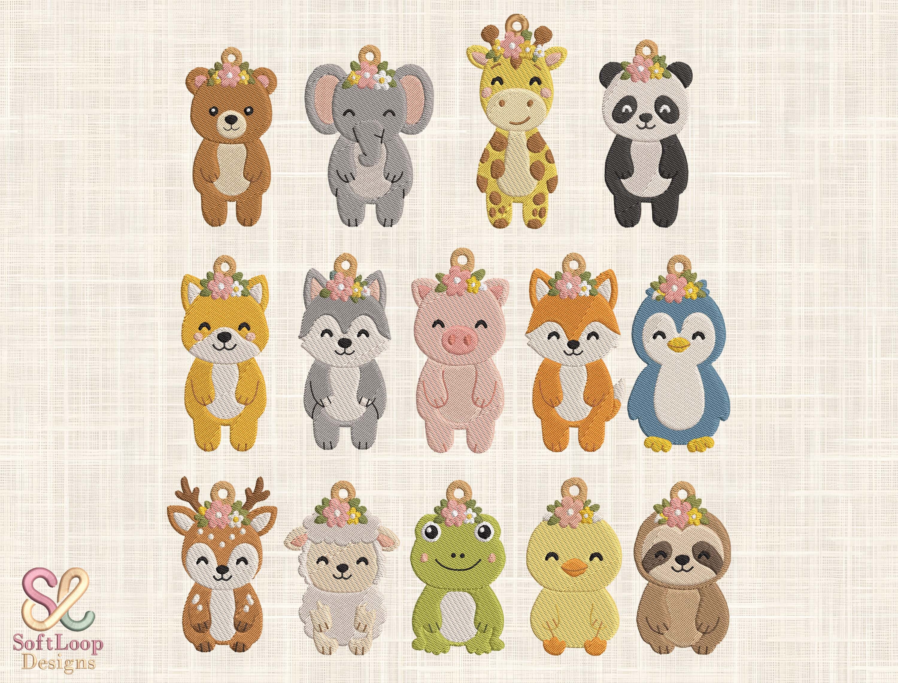 Cute Animal Charm Embroidery Bundle