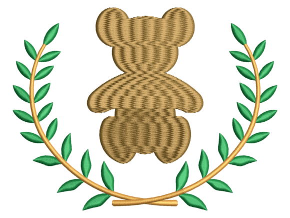 Cute Teddy Bear with Laurel Wreath Embro