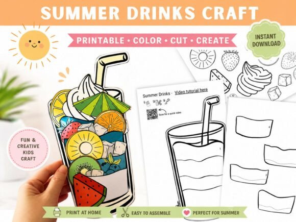 DIY Summer Drinks Craft - Kids Template