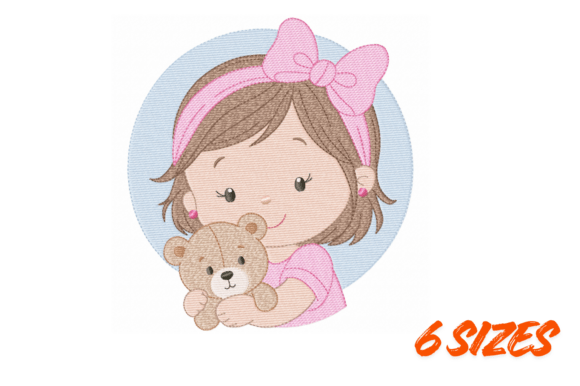 Girl with Teddy Bear Embroidery Pattern