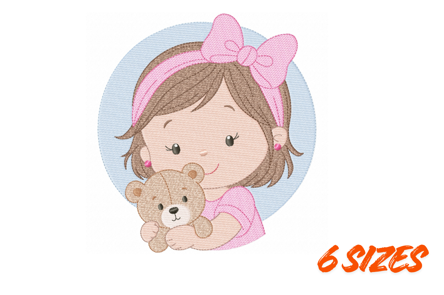 Girl with Teddy Bear Embroidery Pattern