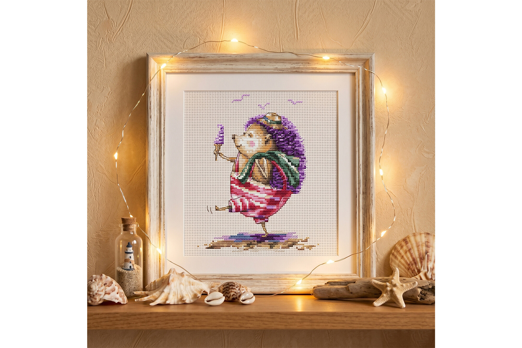 Hedgehog Ice Cream Cross Stitch Pattern,