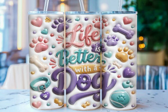 Inflated Dog Lover 20oz Tumbler Wrap PNG