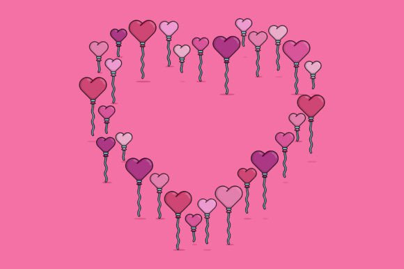 Pixel Heart Balloon Collection Graphics