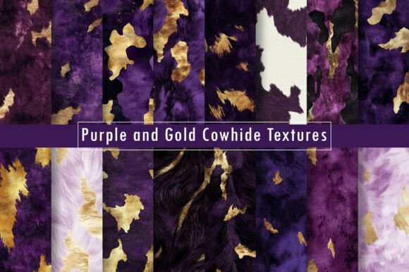 Purple and Gold Cowhide Textures