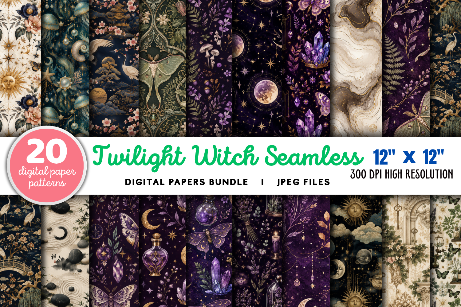 Twilight Witch Digital Paper Patterns