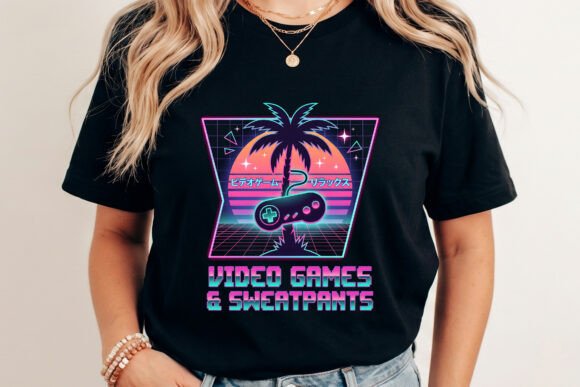 Video Games & Sweetpants Retro 1980s PNG