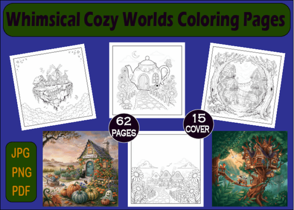 Whimsical Cozy Worlds Coloring Pages