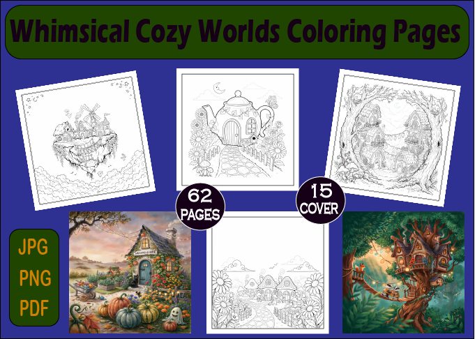 Whimsical Cozy Worlds Coloring Pages